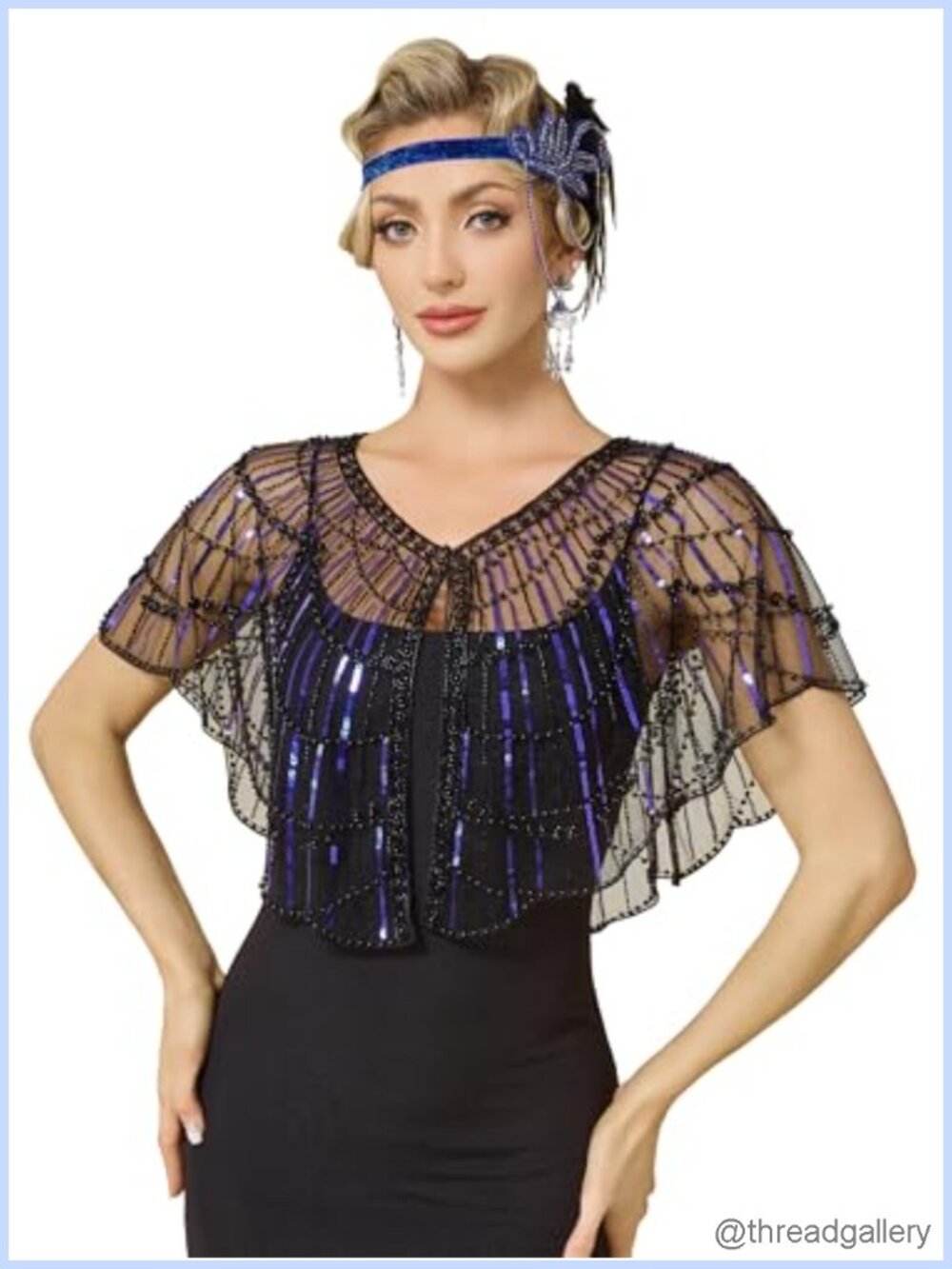 1920s Sequin Beaded Shawl Wrap, Lightweight Mesh Gatsby Party Wedding Prom